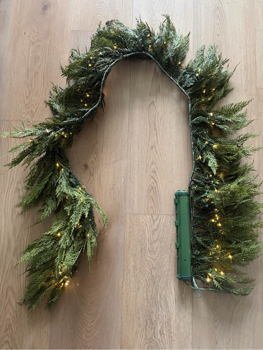 Crate&Barrel Faux Hemlock Pre-Lit LED Real Touch Garland 6’